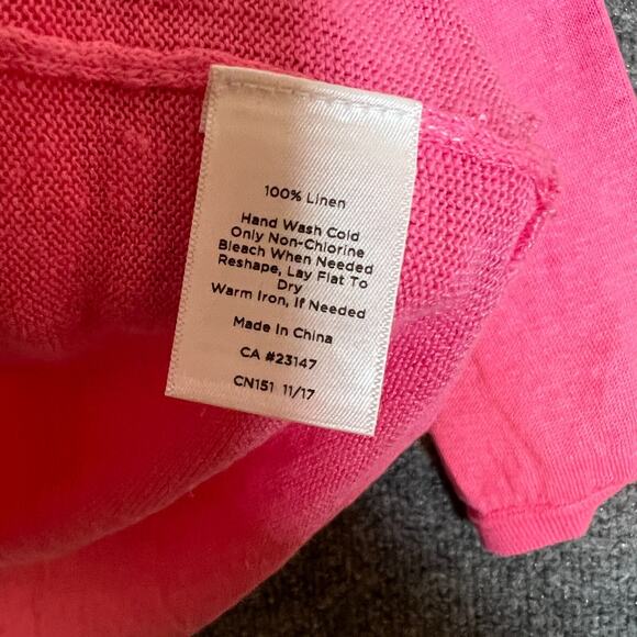 Talbots Sweater Womens Small Pink Linen Knit Pullover Vneck Bohemian Casual - Picture 6 of 10
